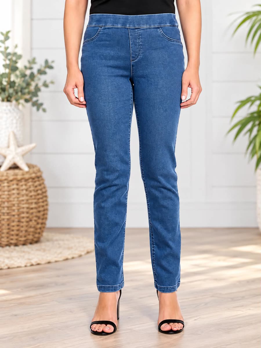 Medium blue soft stretchy pull-on Erika jeans
